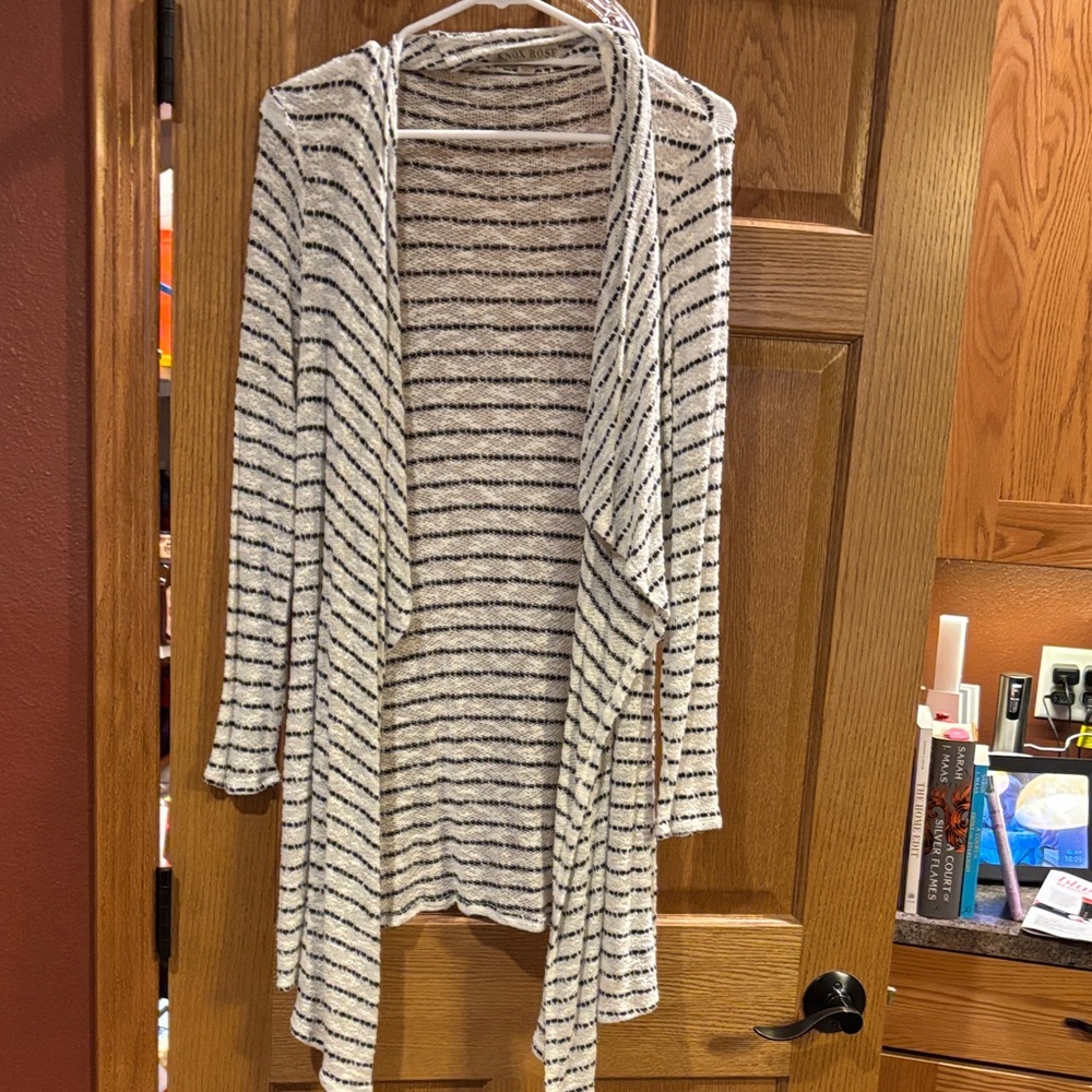 Knox Rose Black and White Striped Cardigan